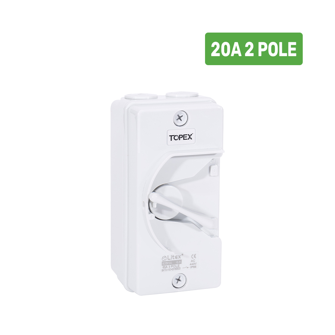 topex-edge-isolator-weather-proof-20a-2-pole-grey